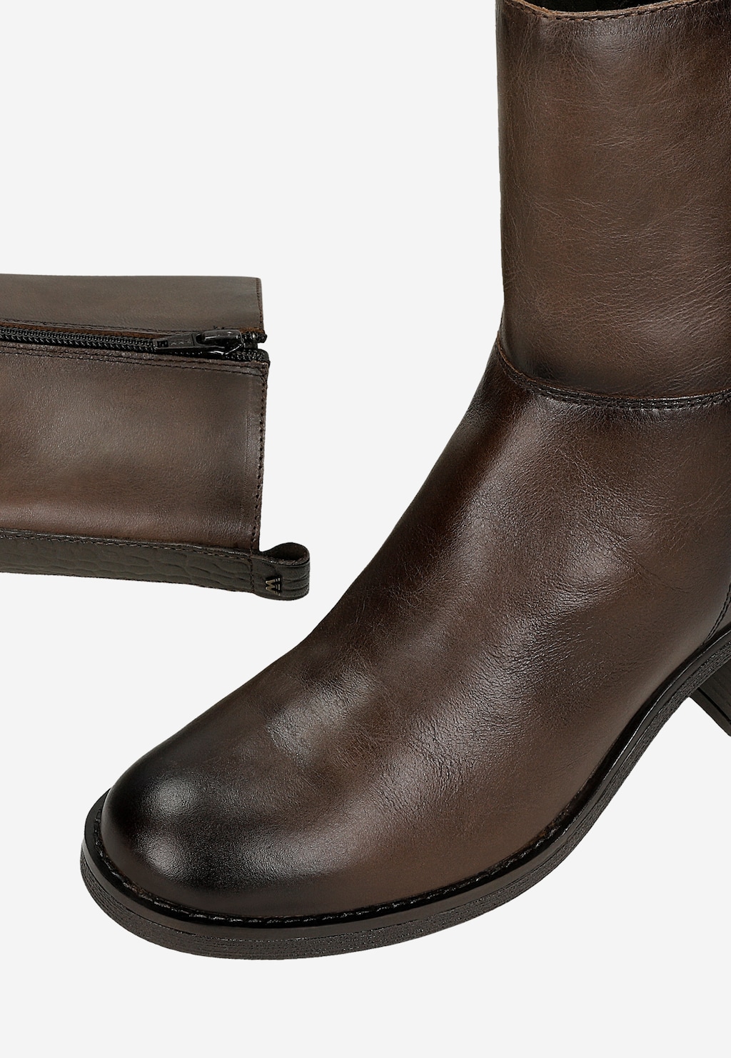 Hnědé kožené kotníčkové boty na sloupku 55363-52 Widok 6