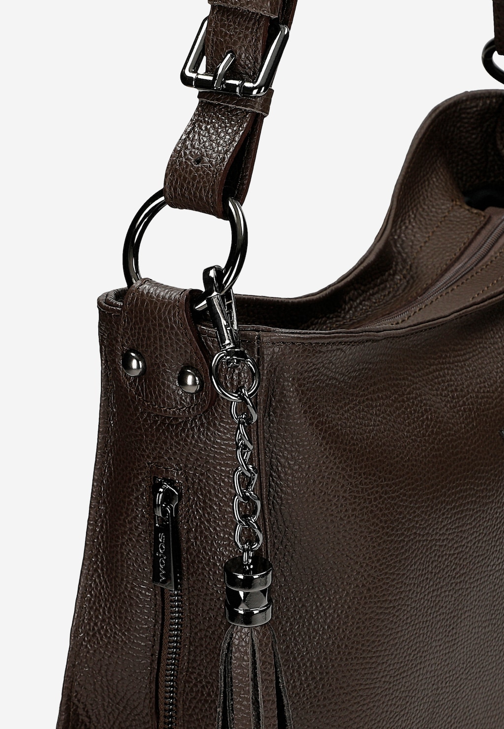 Velká dámská kožená kabelka v čokoládově hnědé barvě 80428-52 Widok 6