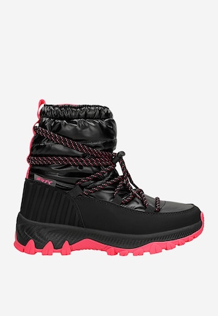 Czarno-różowe śniegowce dla dziewczynki z ortalionową cholewką BARTEK 85007-11