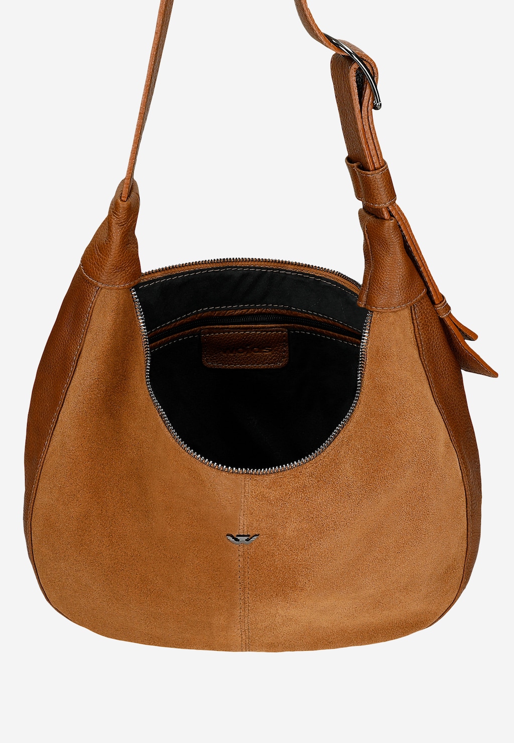 Velká dámská bageta kabelka z lícové kůže a velurové štěpky 80453-73 Widok 4