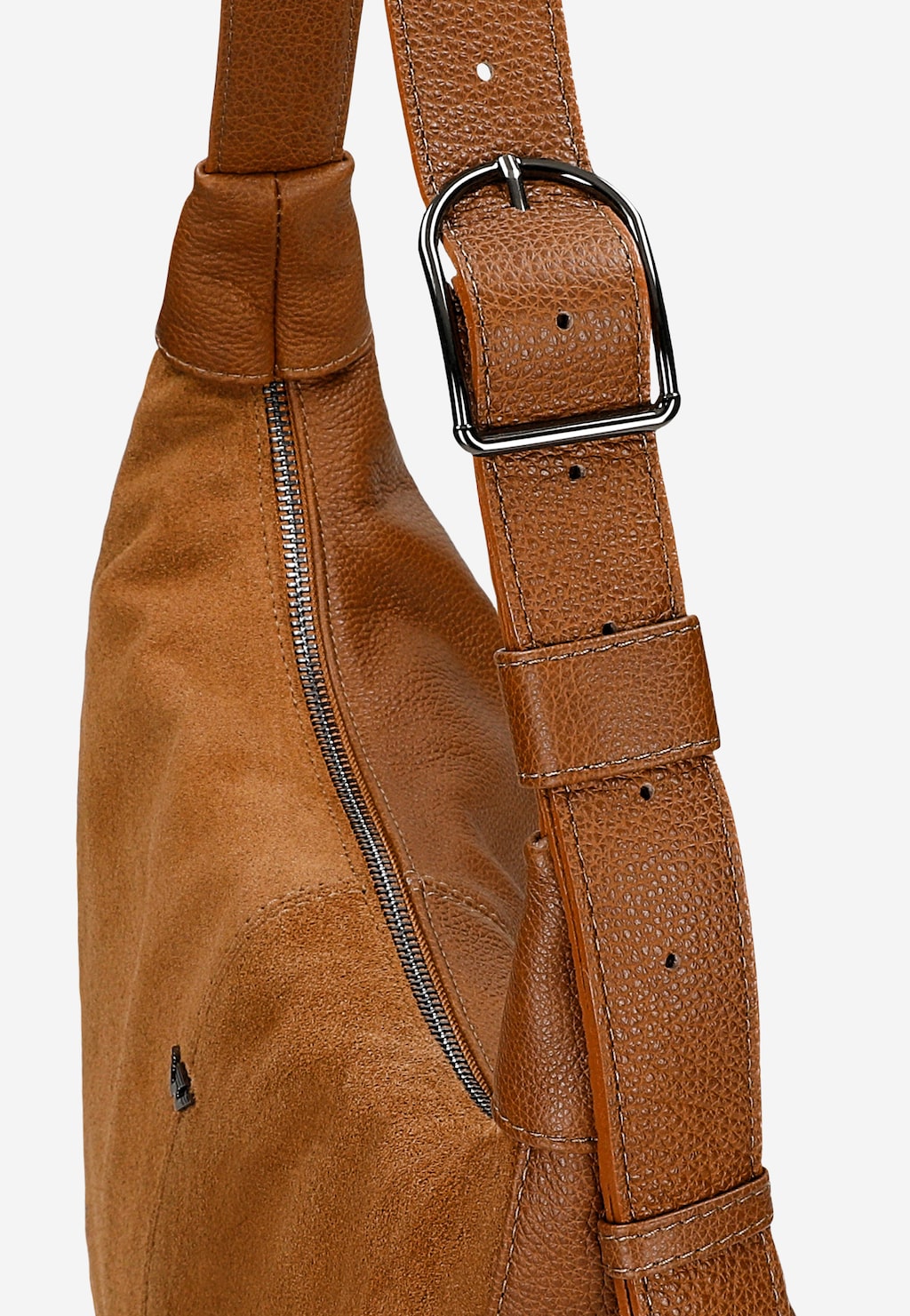 Velká dámská bageta kabelka z lícové kůže a velurové štěpky 80453-73 Widok 5