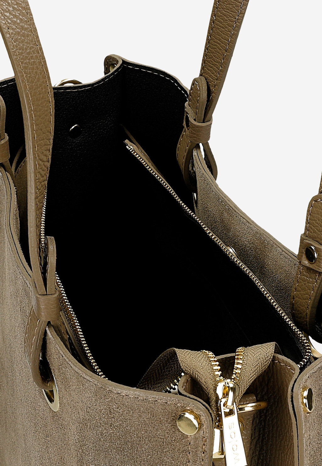 Béžová dámská kabelka z lícové kůže a velurové štěpky 80427-74 Widok 5