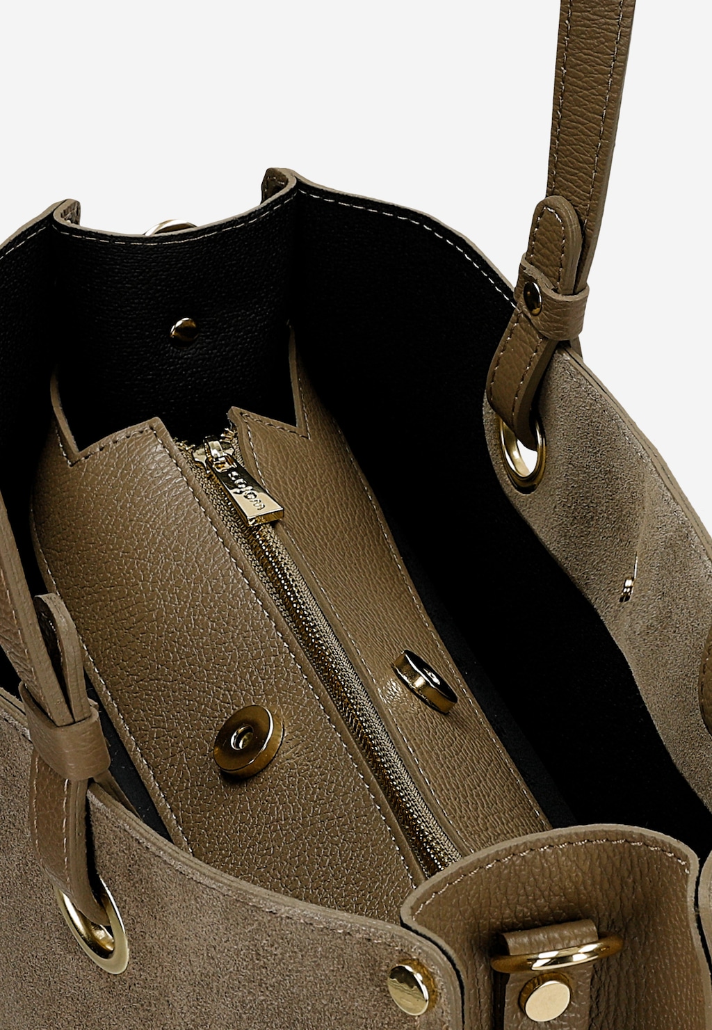 Béžová dámská kabelka z lícové kůže a velurové štěpky 80427-74 Widok 6