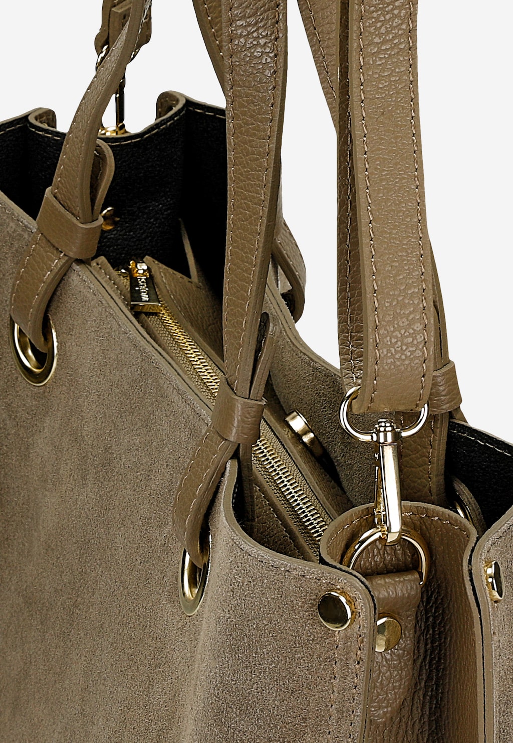 Béžová dámská kabelka z lícové kůže a velurové štěpky 80427-74 Widok 7