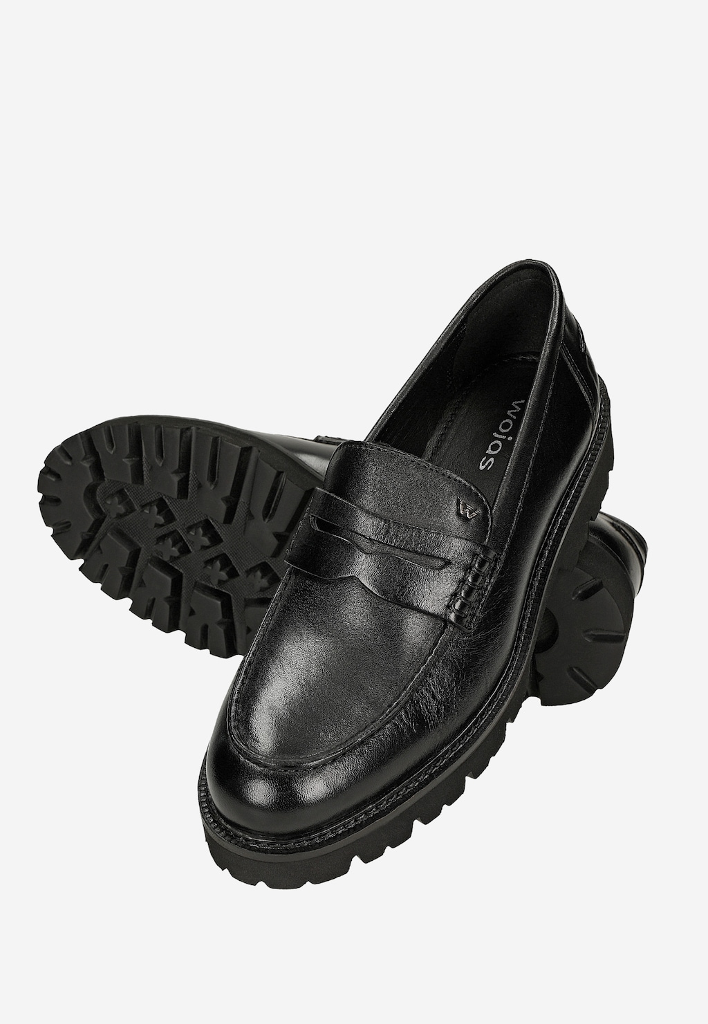 Czarne klasyczne mokasyny damskie ze skóry licowej 46370-51 Widok 6