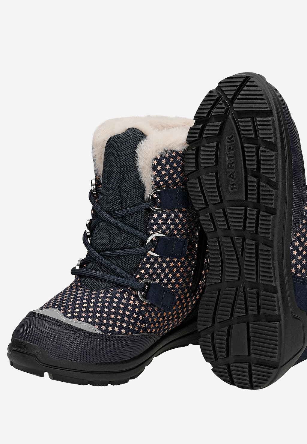 Czarne wodoodporne śniegowce z różowymi gwiazdkami BARTEK 85003-16 Widok 8