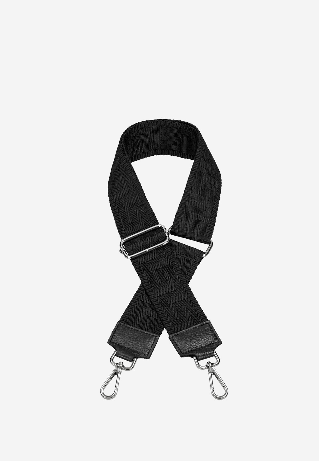 Czarny pasek do torebki z geometrycznym wzorem 90401-71 Widok 2