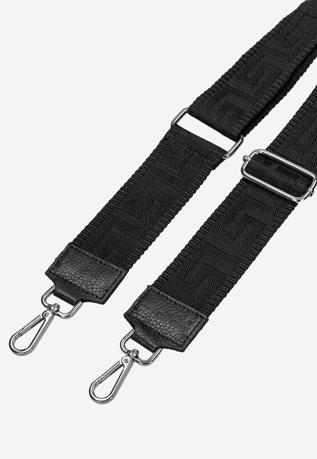 Czarny pasek do torebki z geometrycznym wzorem 90401-71 Widok 3