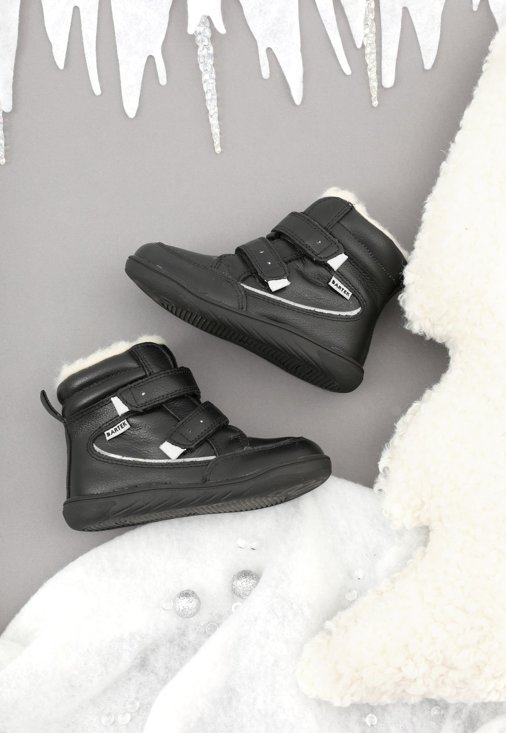 Czarne skórzane śniegowce barefoot ocieplane naturalną wełną BARTEK 84014-51 Widok 9