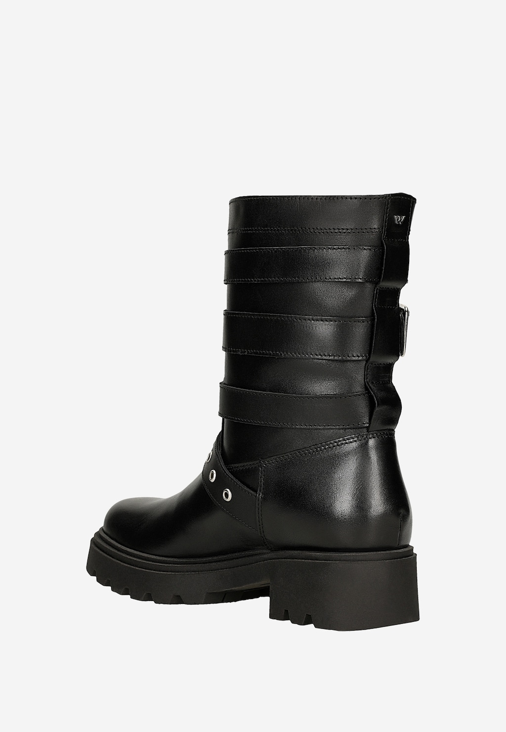 Czarne skórzane bikery z czterema klamrami 55313-51 Widok 3