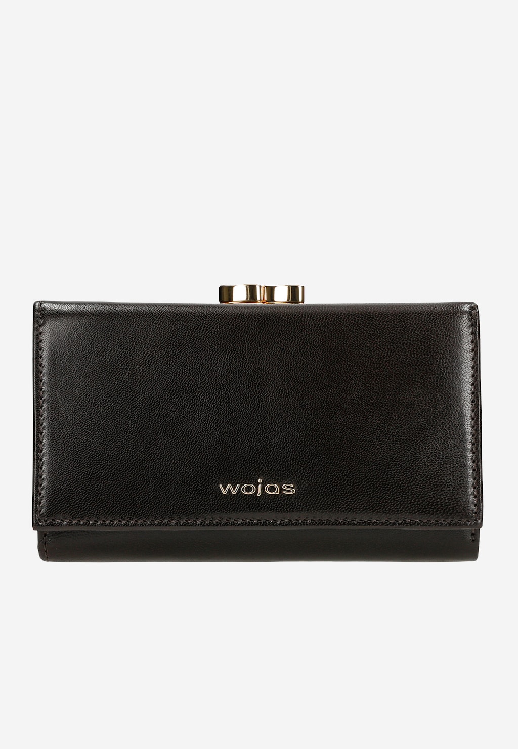 Skórzany czekoladowy portfel damski ze złotymi elementami 91085-52 Widok 1