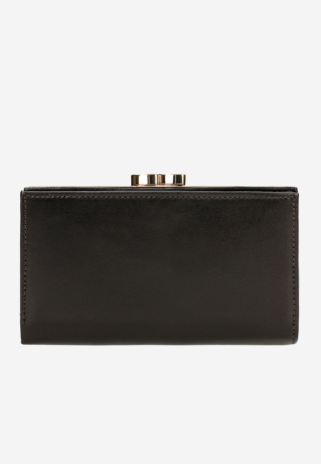 Skórzany czekoladowy portfel damski ze złotymi elementami 91085-52 Widok 3