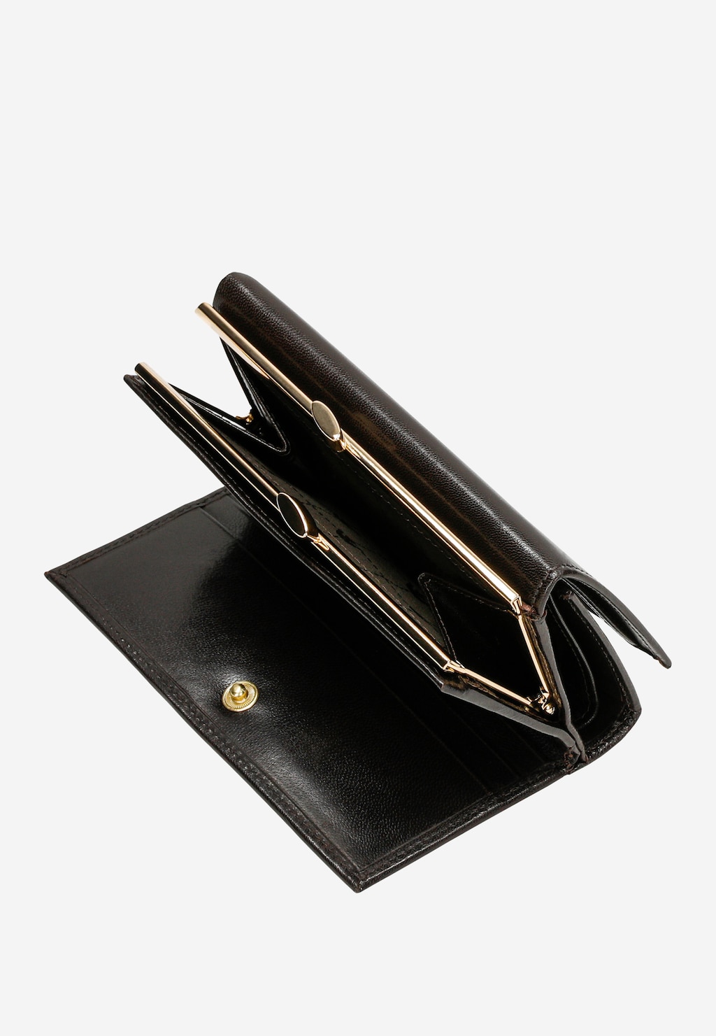 Skórzany czekoladowy portfel damski ze złotymi elementami 91085-52 Widok 6