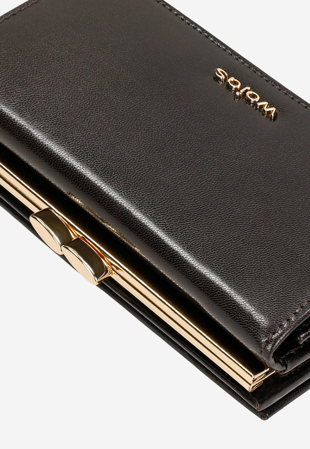 Skórzany czekoladowy portfel damski ze złotymi elementami 91085-52 Widok 8