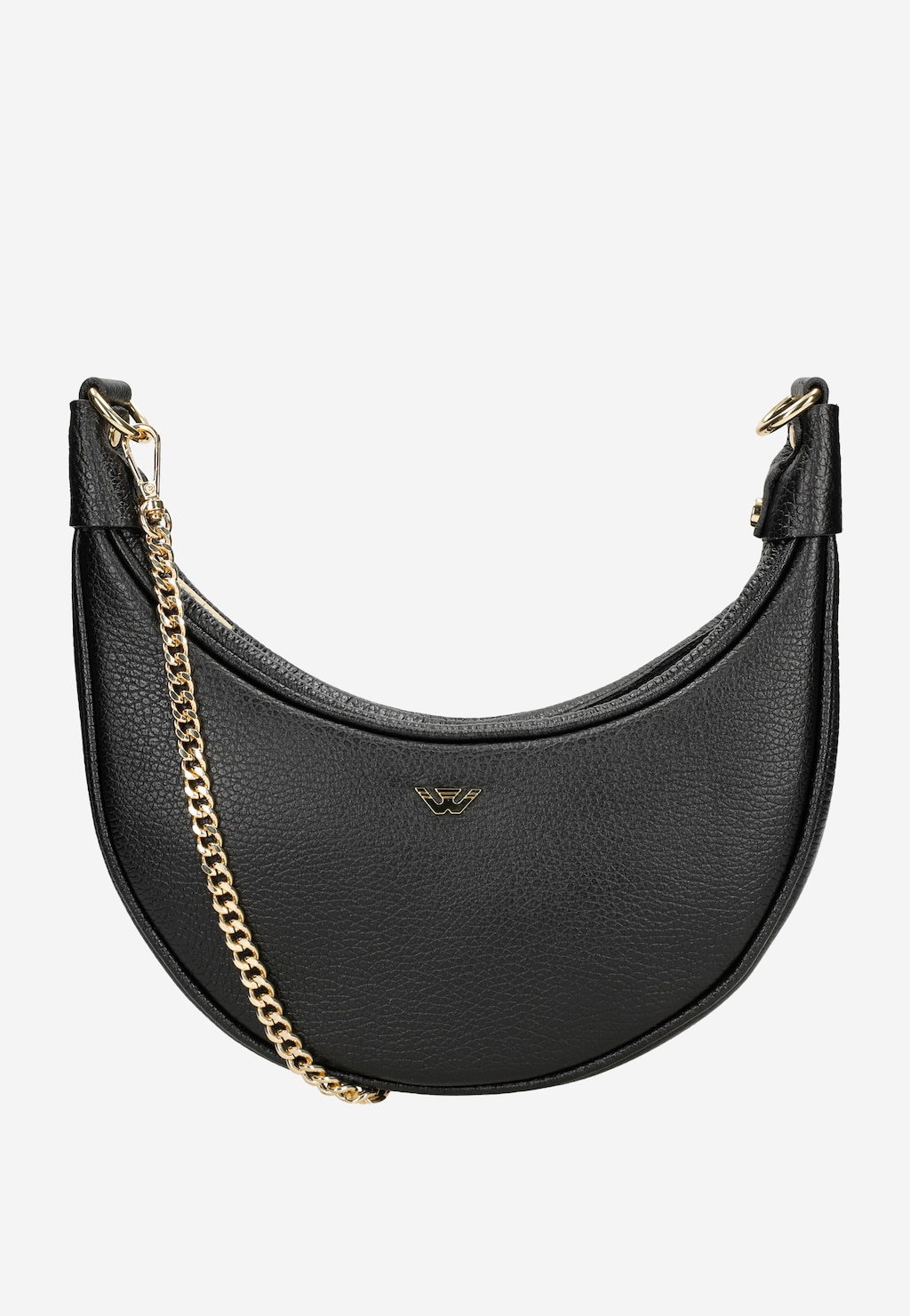 Mała czarna torebka bagietka ze złotym łańcuchem 80454-51 Widok 1