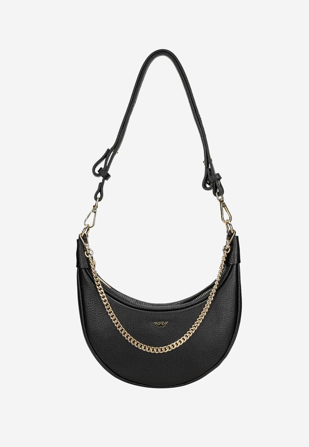 Mała czarna torebka bagietka ze złotym łańcuchem 80454-51 Widok 5