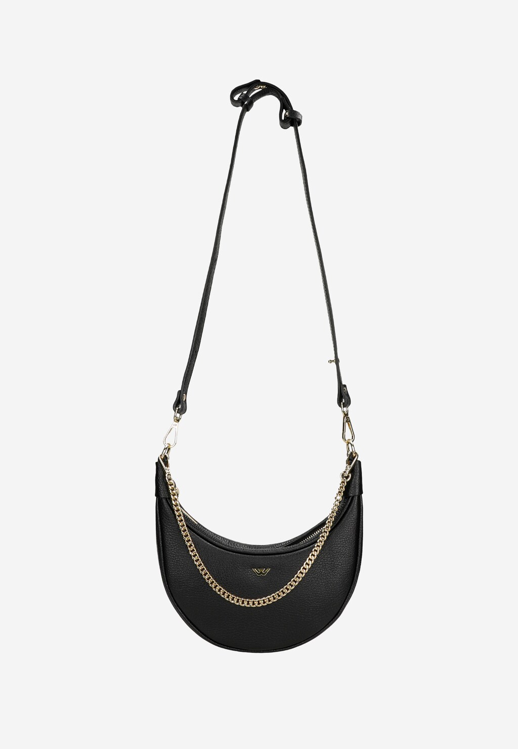 Mała czarna torebka bagietka ze złotym łańcuchem 80454-51 Widok 6