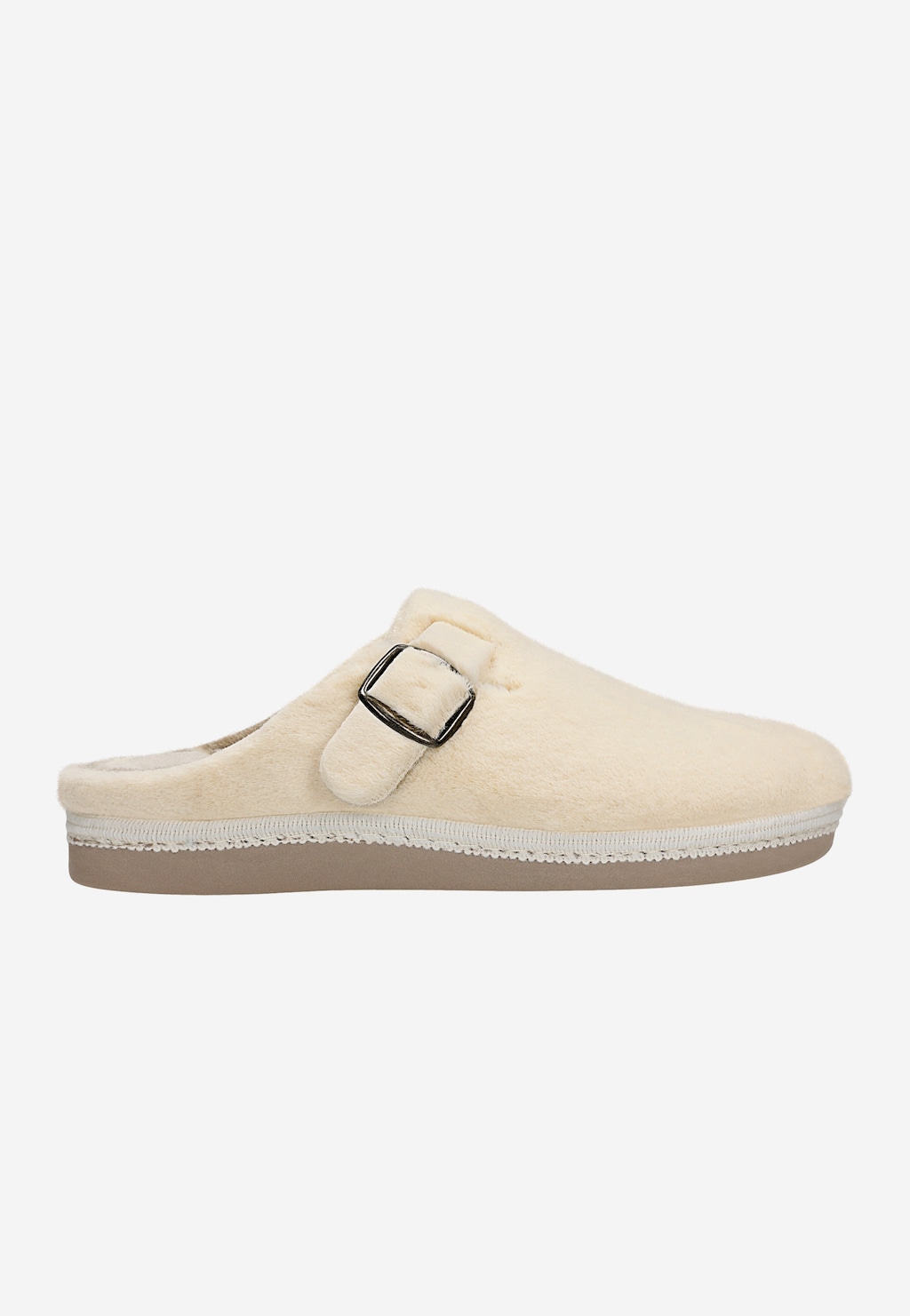 Beżowe pantofle damskie RELAKS z miękkiego syntetycznego futerka R3401214 Widok 1