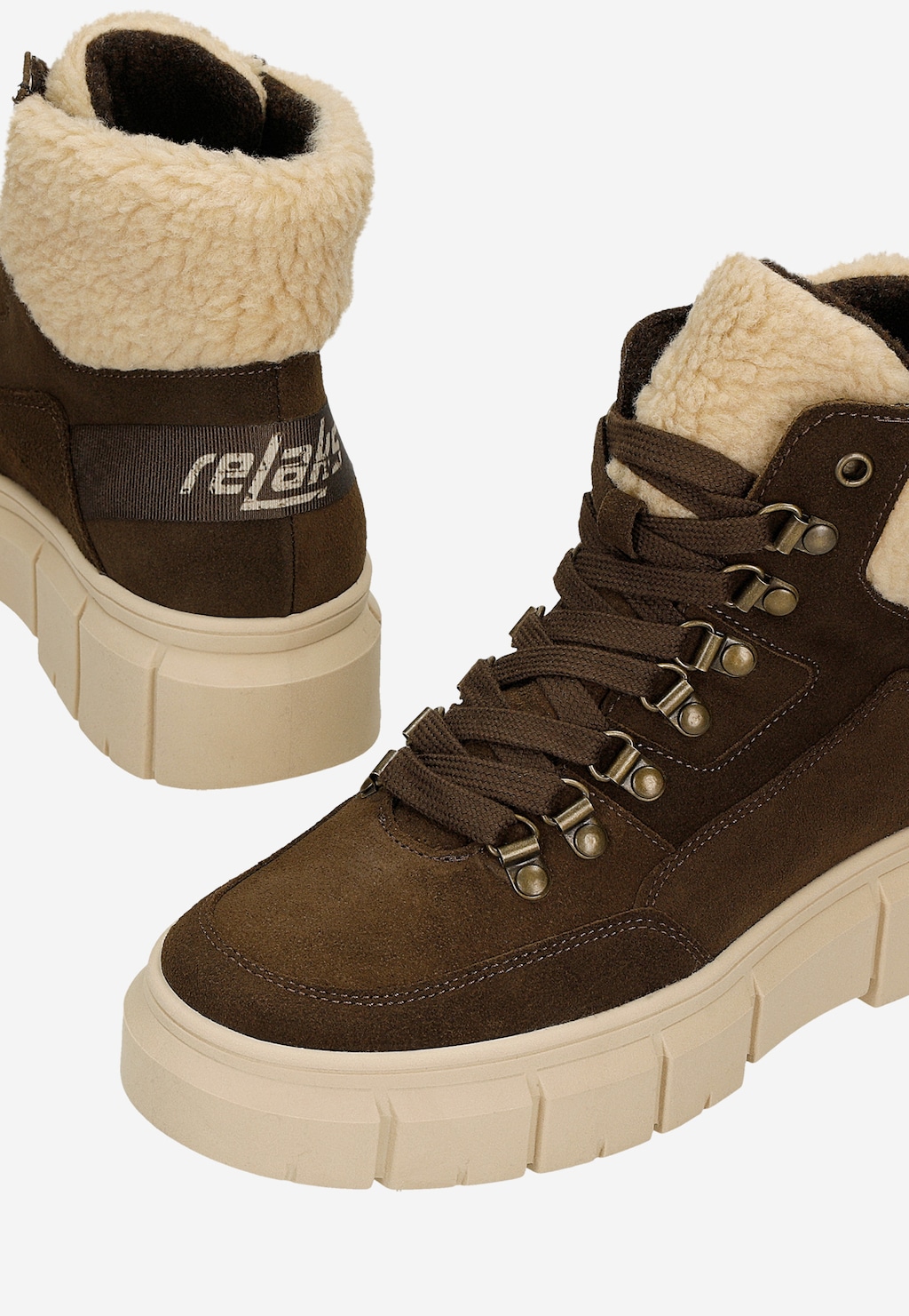 Brązowe czekoladowe trzewiki RELAKS z kożuszkiem R64003-62 Widok 6