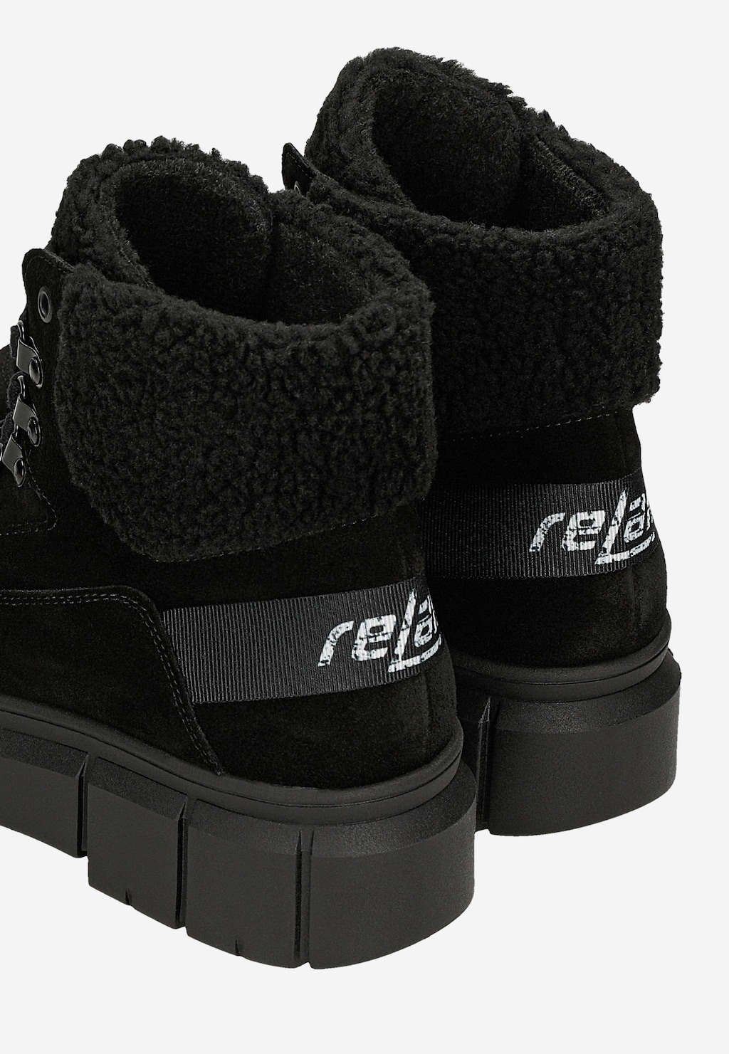 Czarne trzewiki damskie RELAKS z dwoiny welurowej R64003-81 Widok 6