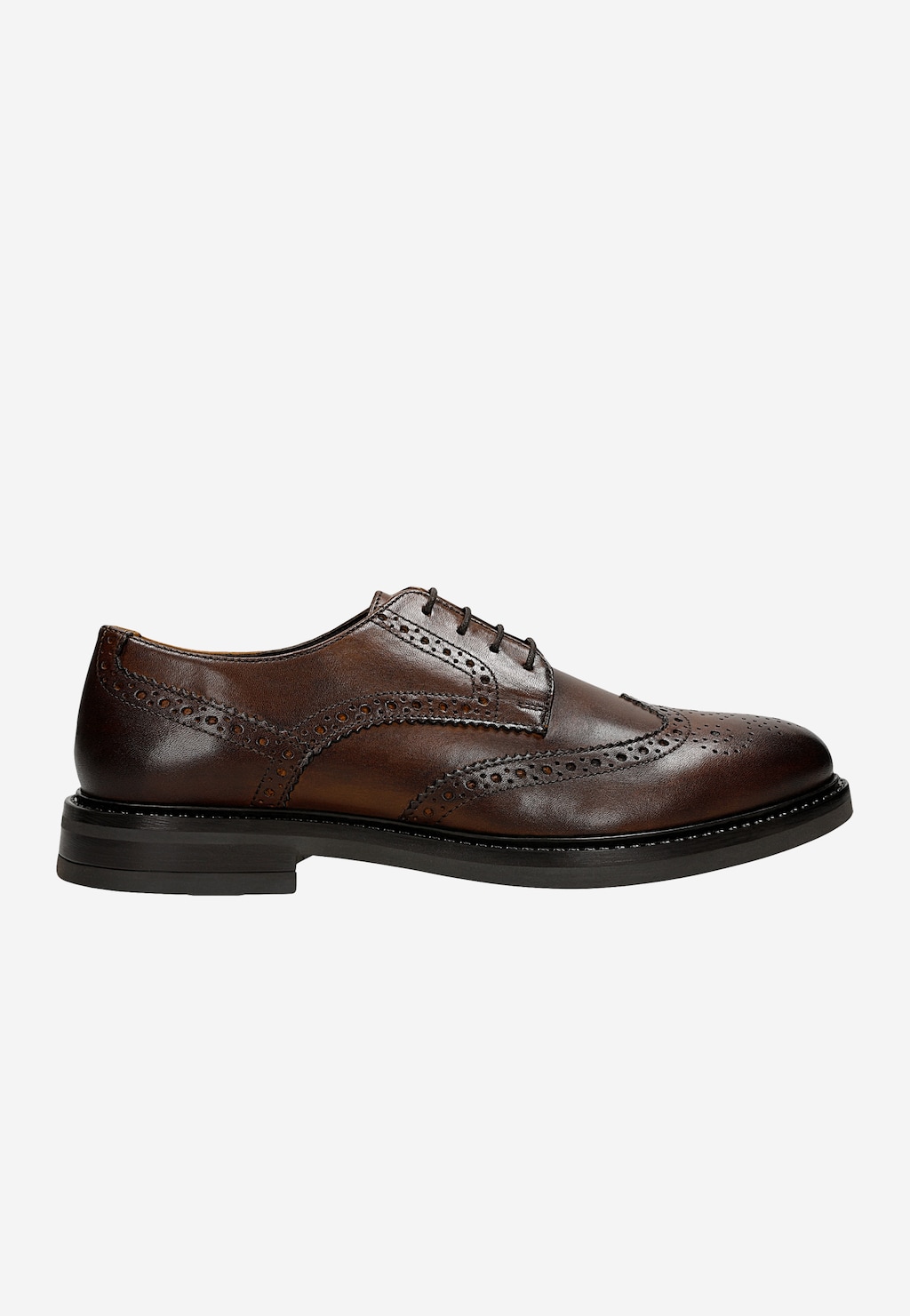 Brązowe skórzane półbuty męskie z brogowaniem 10278-53 Widok 1