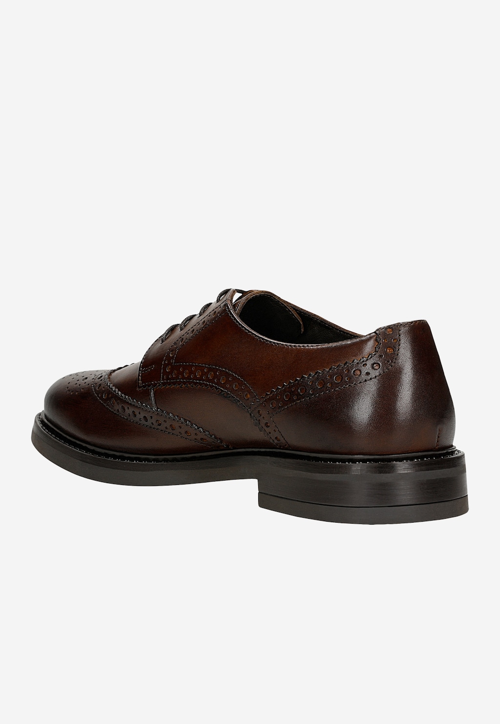 Brązowe skórzane półbuty męskie z brogowaniem 10278-53 Widok 3