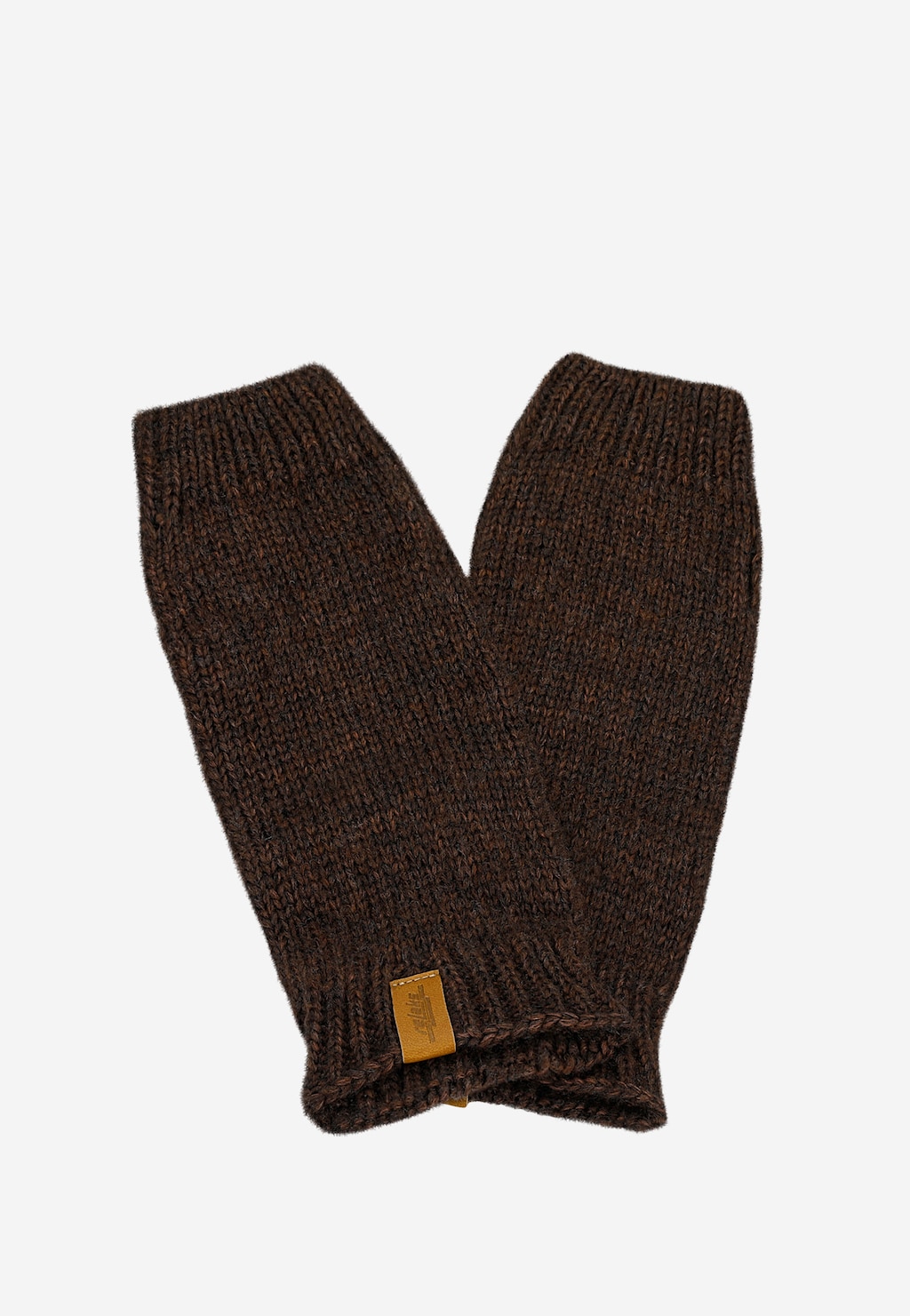 Brązowe czekoladowe mitenki damskie RELAKS z wełną merino i bawełną R95006-82 Widok 1