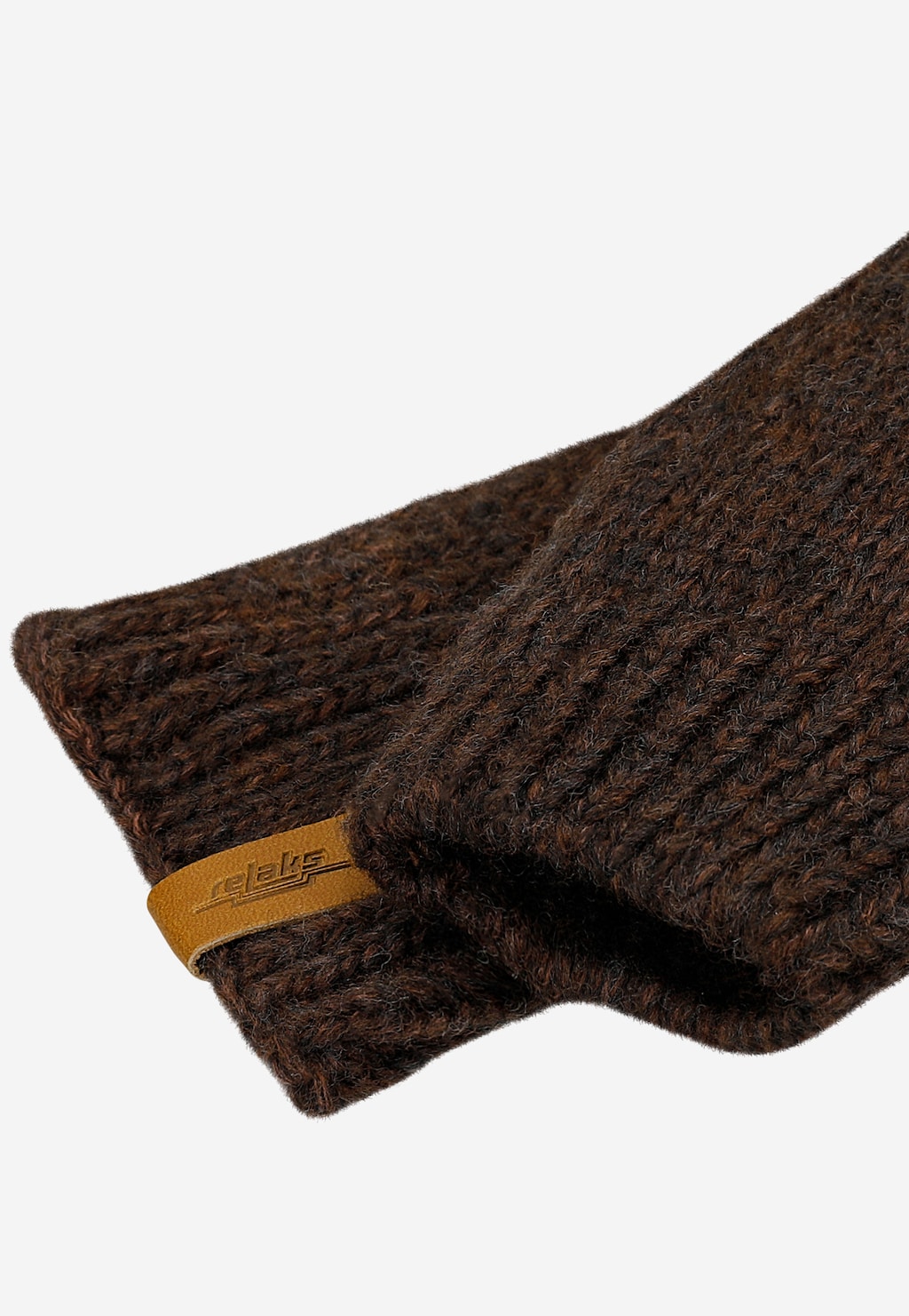 Brązowe czekoladowe mitenki damskie RELAKS z wełną merino i bawełną R95006-82 Widok 3