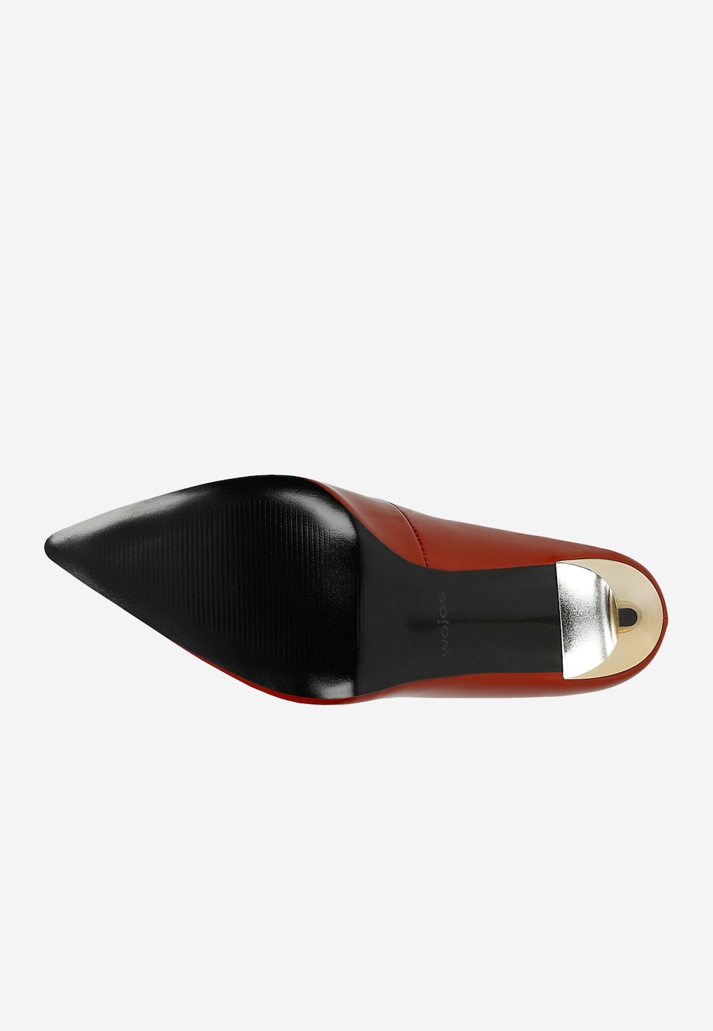 Czerwone skórzane szpilki na złotym obcasie 35178-55 Widok 5