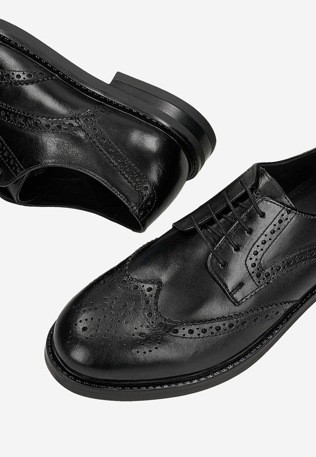 Czarne brogsy męskie ze skóry licowej 10278-51 Widok 6