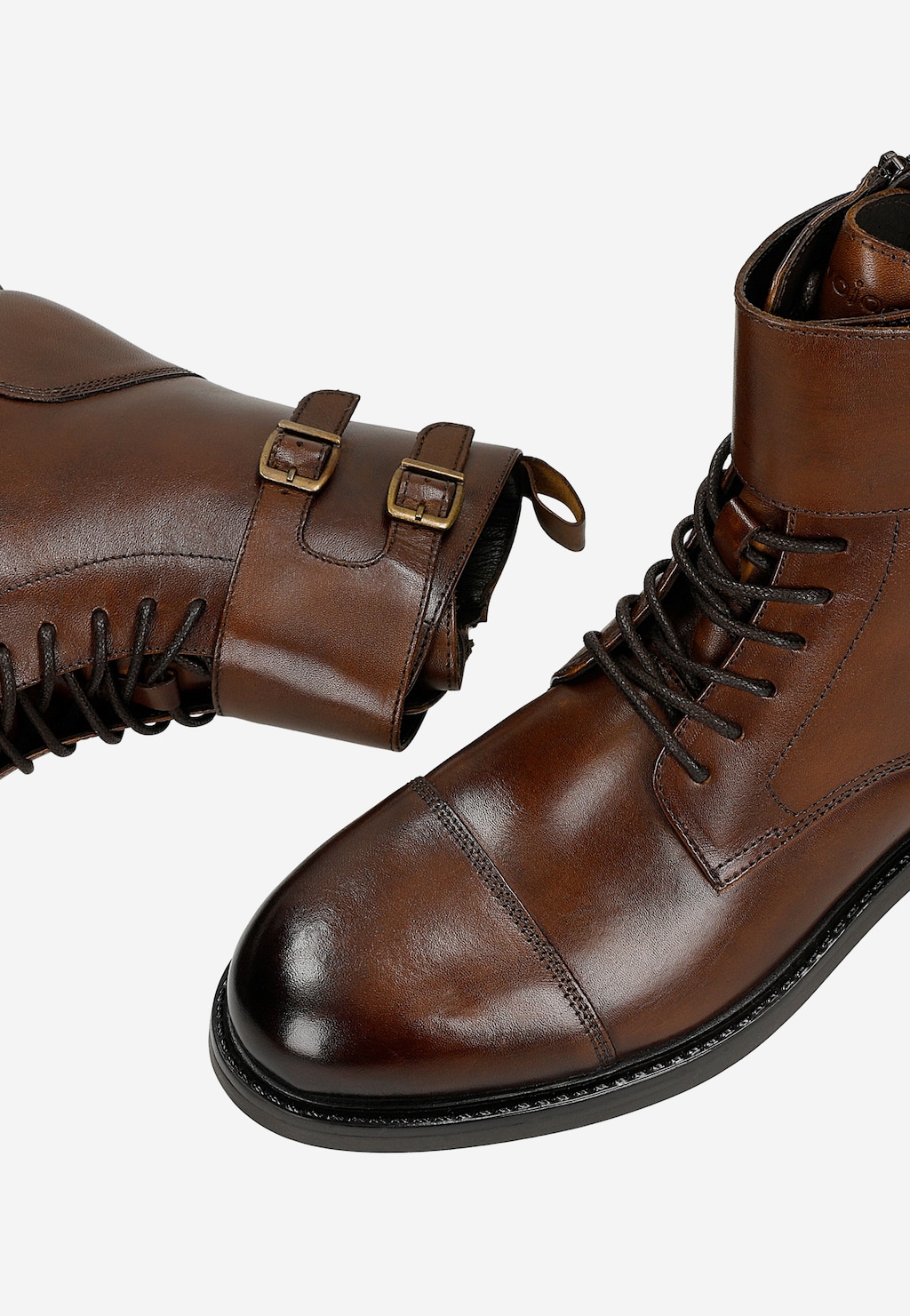 Brązowe skórzane trzewiki męskie 24139-53 Widok 6