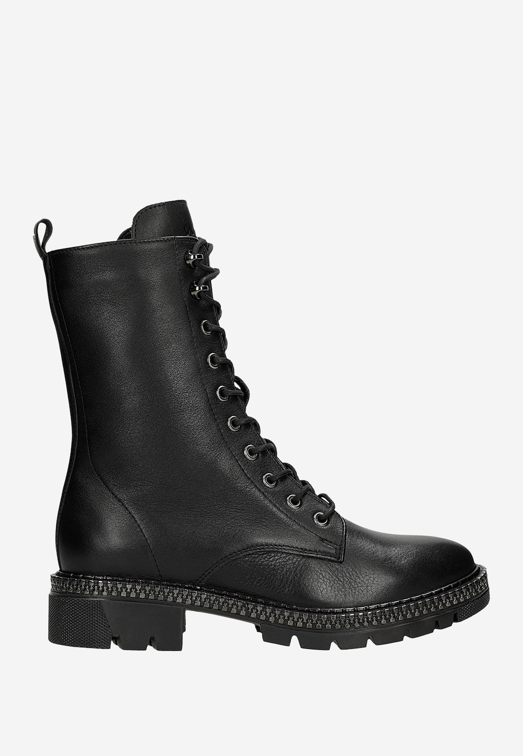 Czarne ocieplane trzewiki damskie ze skóry licowej 64113-59 Widok 1