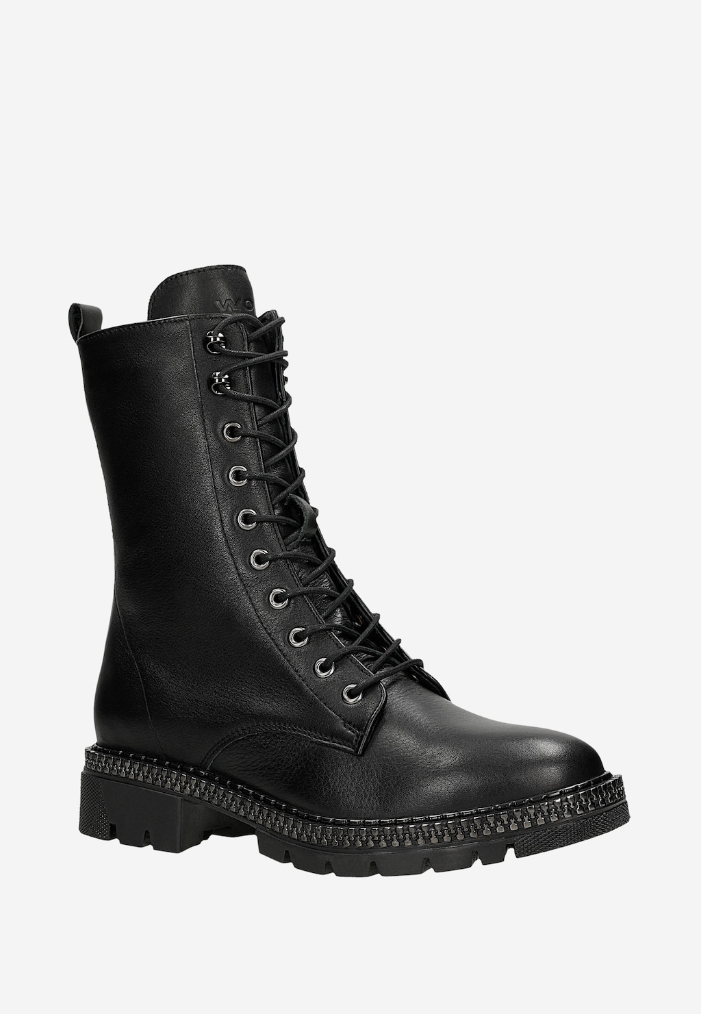 Czarne ocieplane trzewiki damskie ze skóry licowej 64113-59 Widok 2