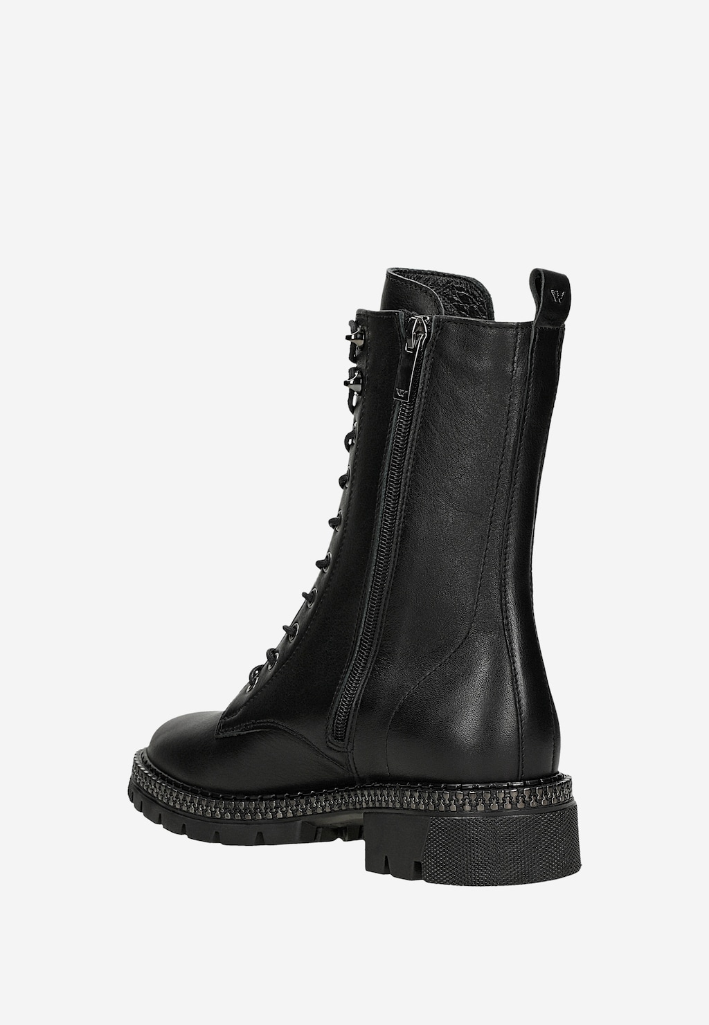 Czarne ocieplane trzewiki damskie ze skóry licowej 64113-59 Widok 3