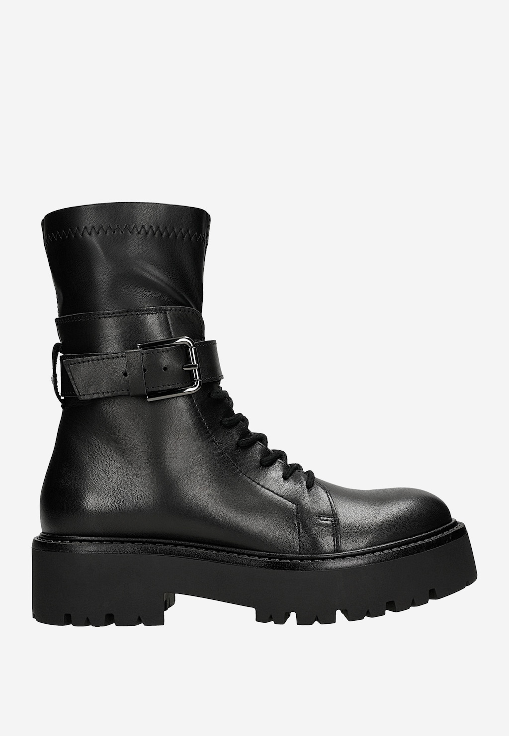 Czarne trzewiki damskie z elastyczną cholewką 64136-81 Widok 1