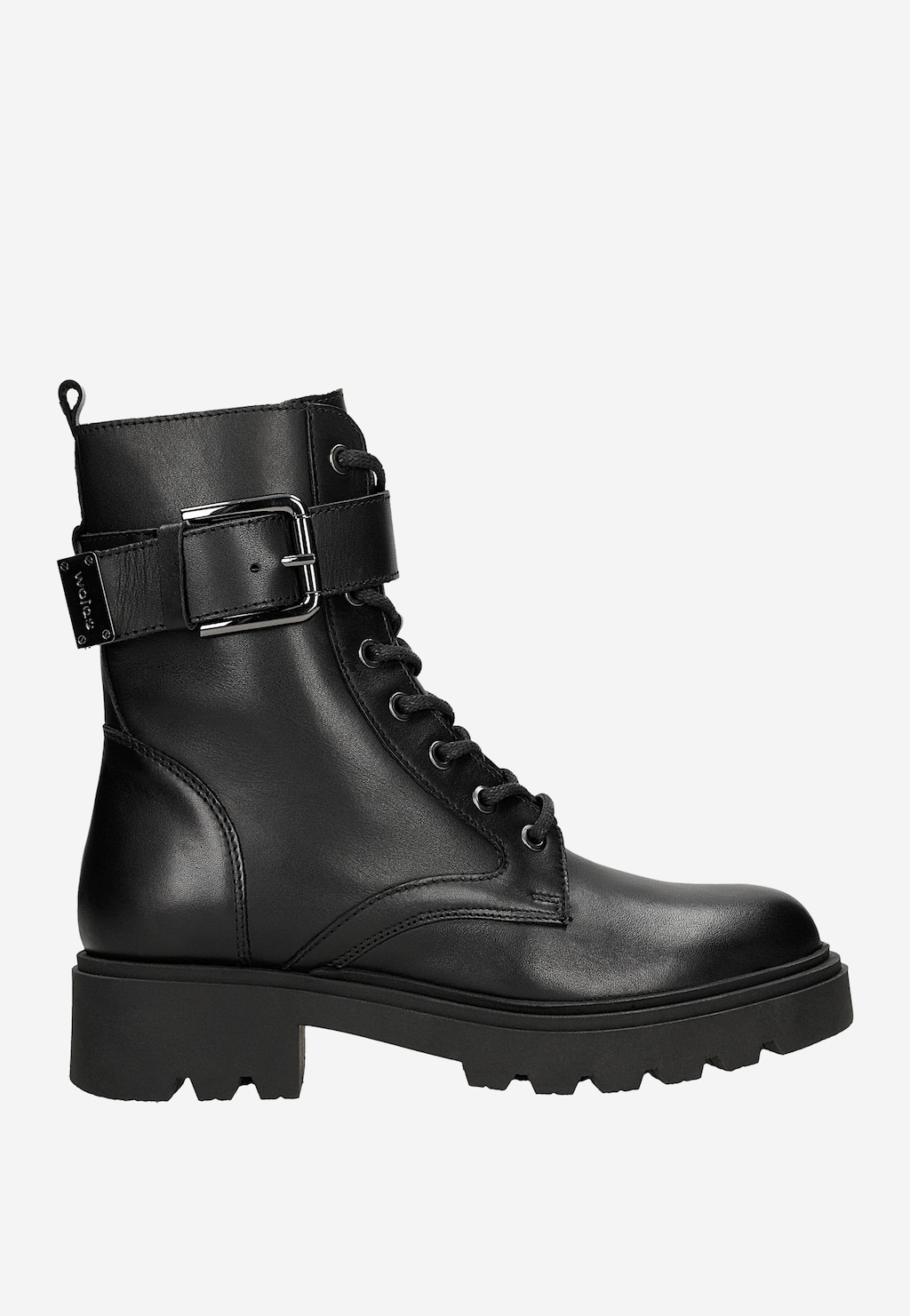 Czarne trzewiki damskie ze skóry licowej 64137-51 Widok 1