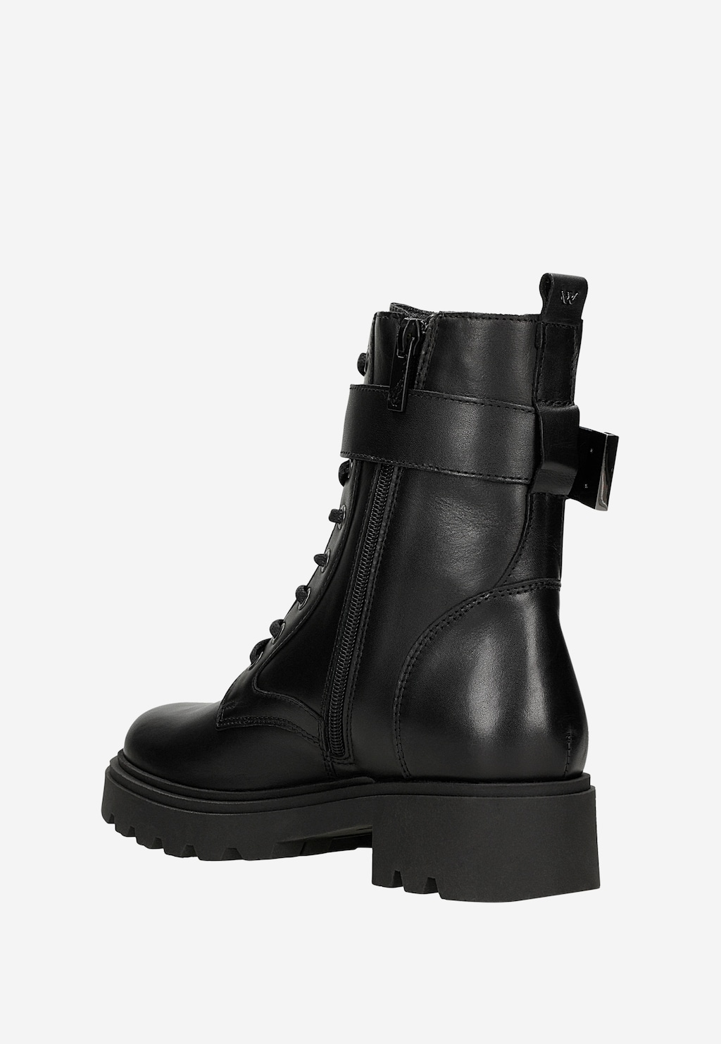 Czarne trzewiki damskie ze skóry licowej 64137-51 Widok 3