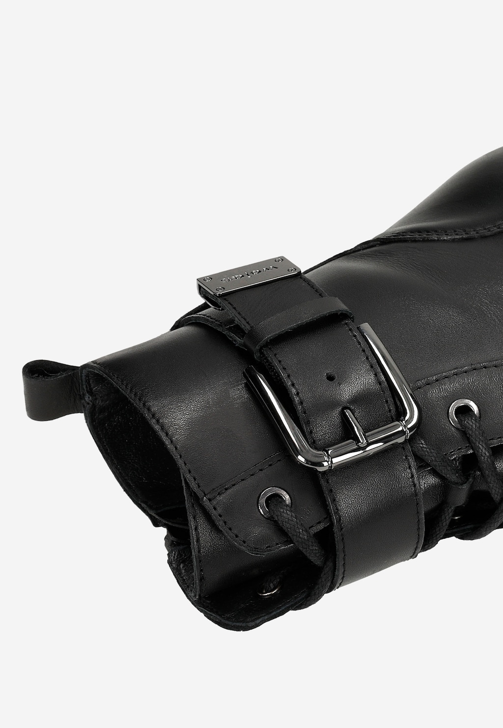 Czarne trzewiki damskie ze skóry licowej 64137-51 Widok 7