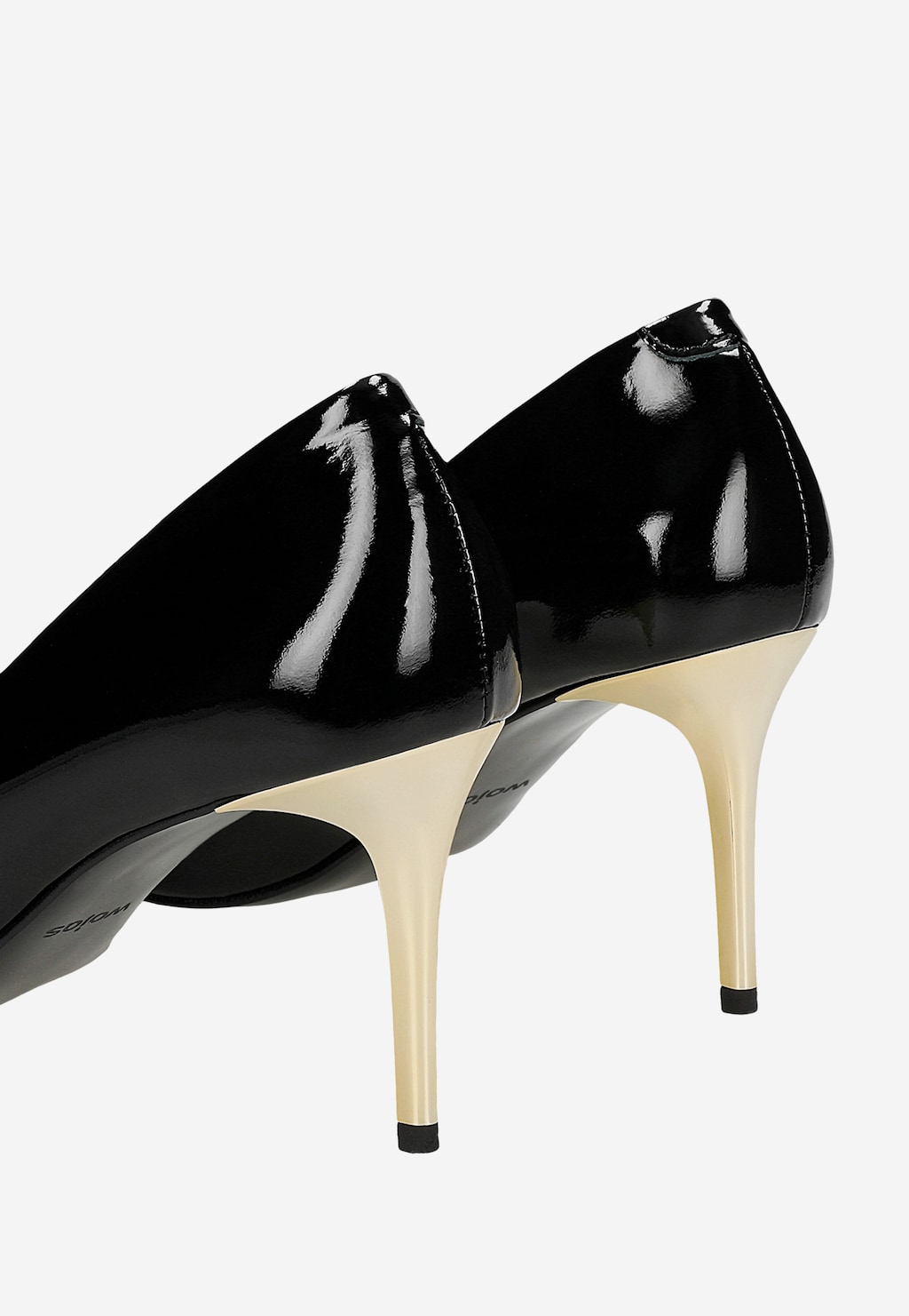 Czarne lakierowane czółenka damskie na złotym obcasie 35178-31 Widok 6