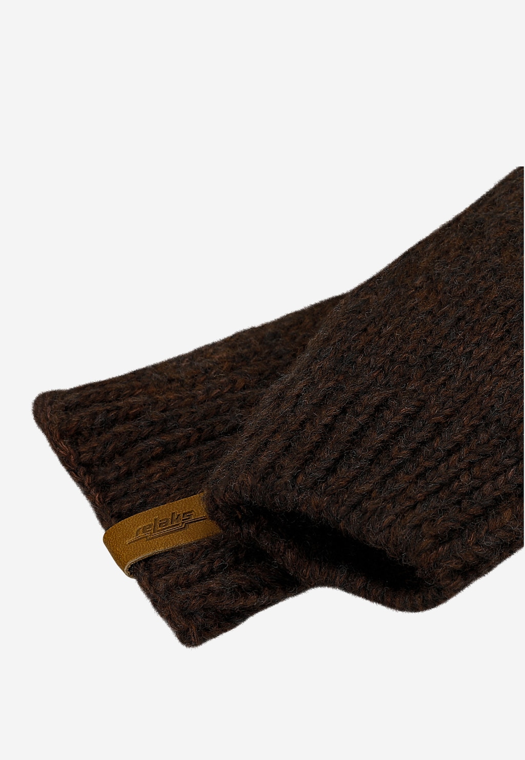 Brązowe czekoladowe mitenki damskie RELAKS z wełną merino i bawełną R95006-82 Widok 3