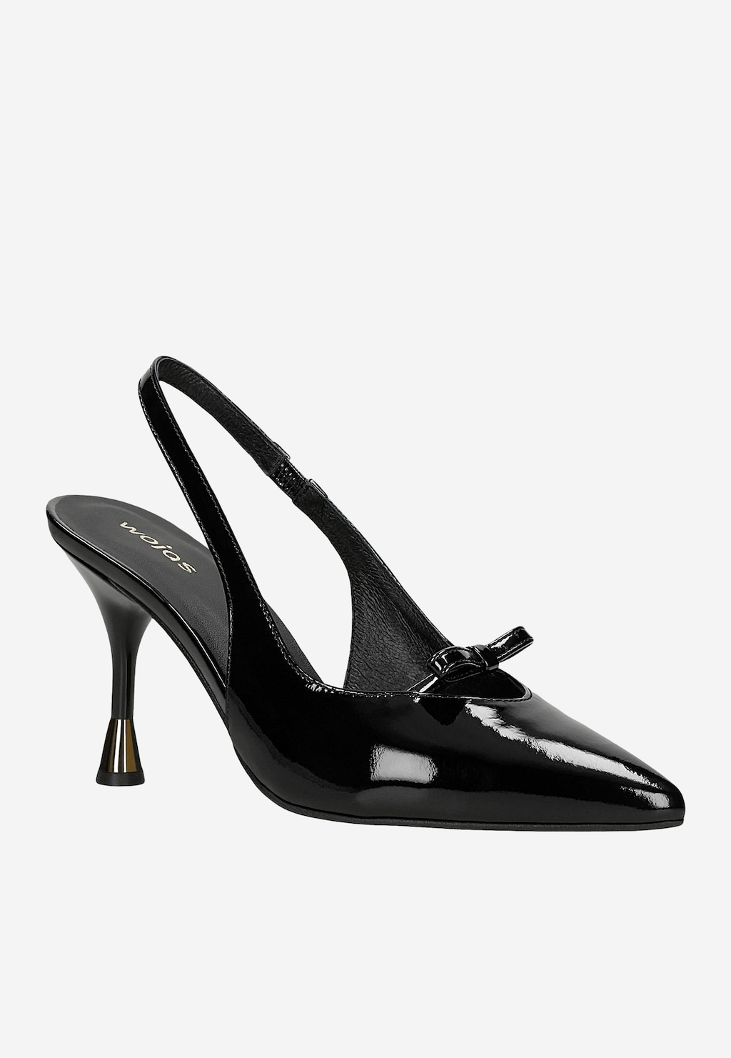 Czarne lakierowane czółenka z kokardką 35184-31 Widok 2