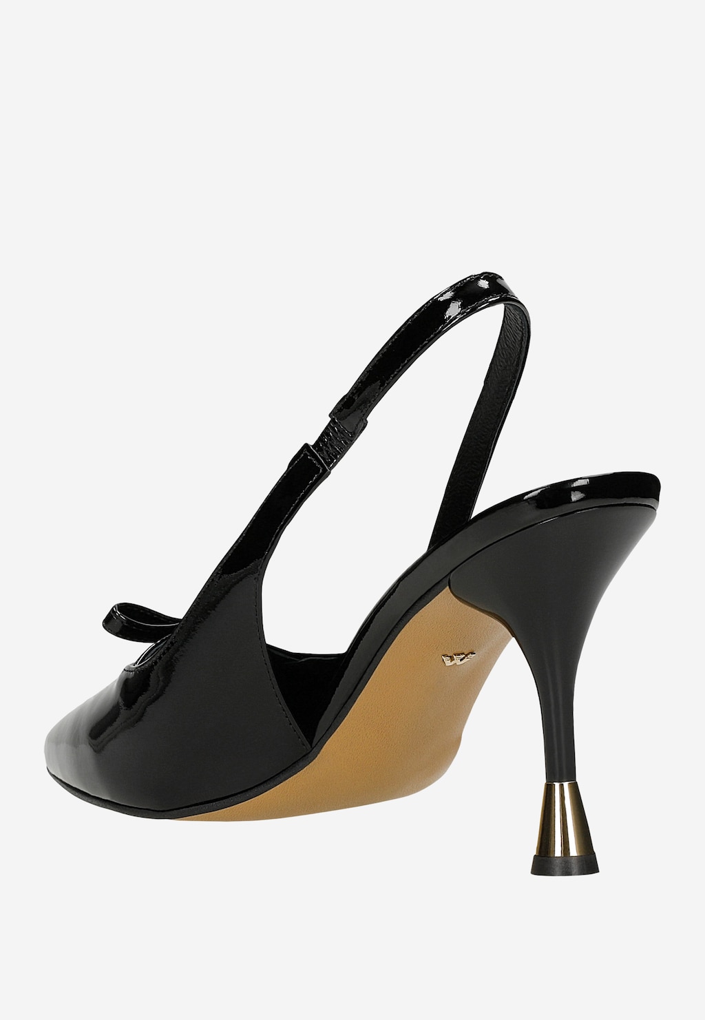 Czarne lakierowane czółenka z kokardką 35184-31 Widok 3