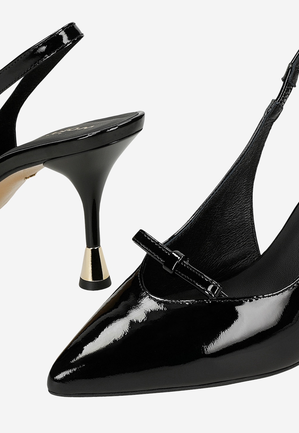 Czarne lakierowane czółenka z kokardką 35184-31 Widok 6