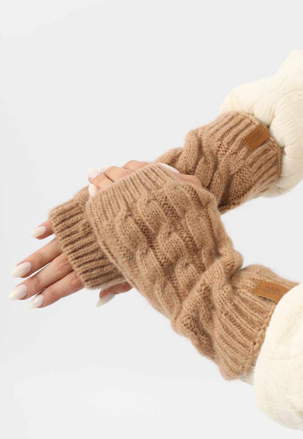 Světle hnědé rukavice bez prstů RELAKS s merino vlnou R95005-83 Widok 5