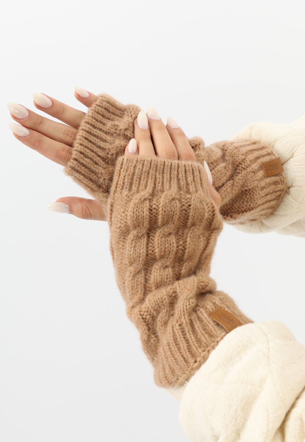 Světle hnědé rukavice bez prstů RELAKS s merino vlnou R95005-83 Widok 1