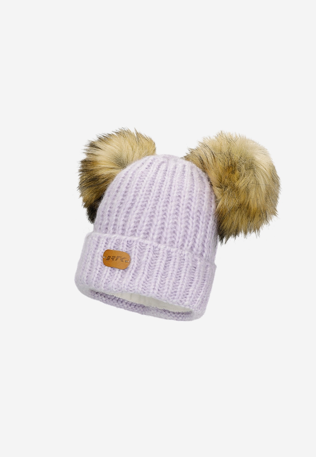 Fioletowy zestaw BARTEK 85603-86  z wełną merino - czapka z dwoma pomponami i komin Widok 2