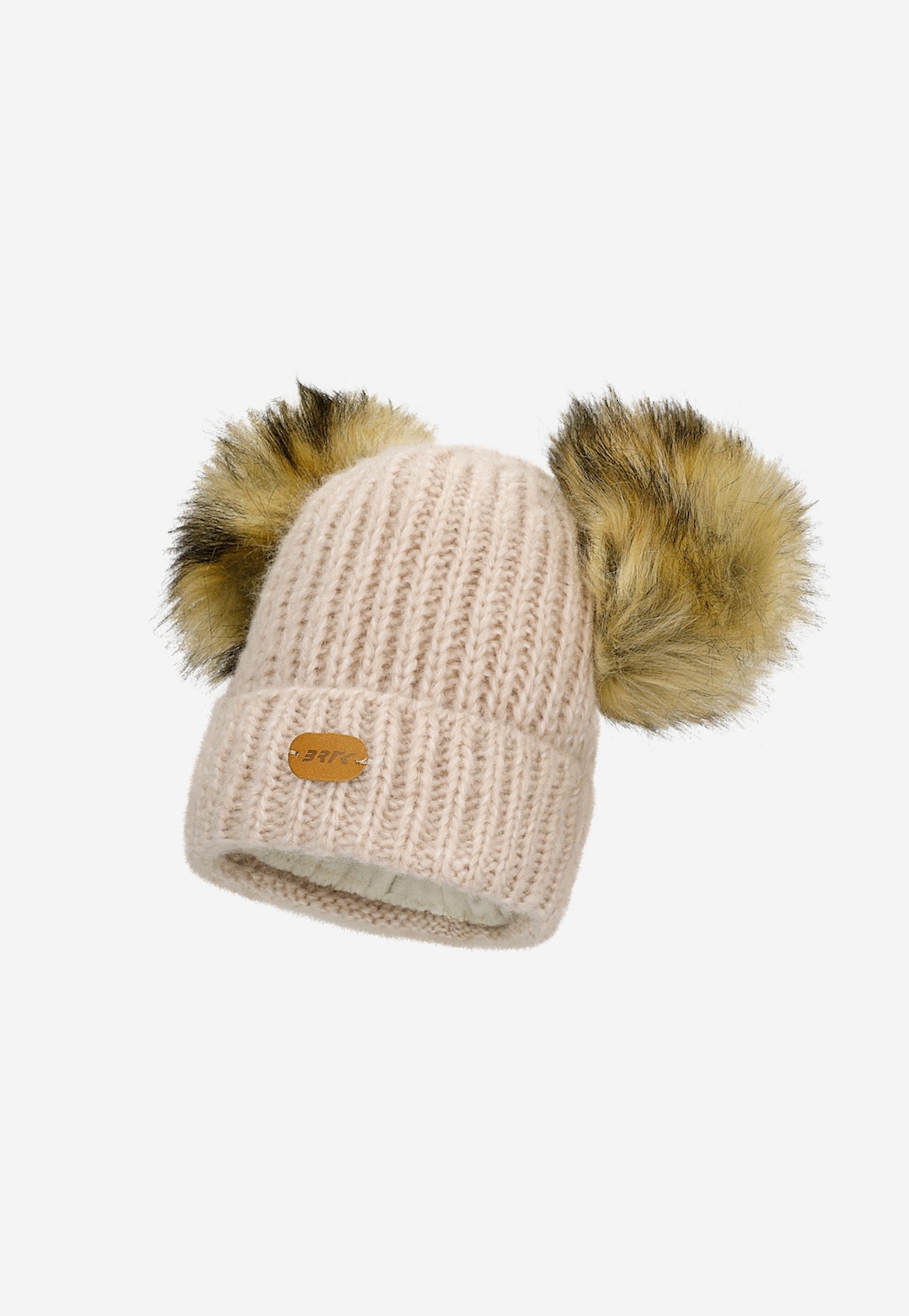 Zestaw zimowy z wełną merino BARTEK 85603-84 beżowa czapka z dwoma pomponami i komin Widok 2