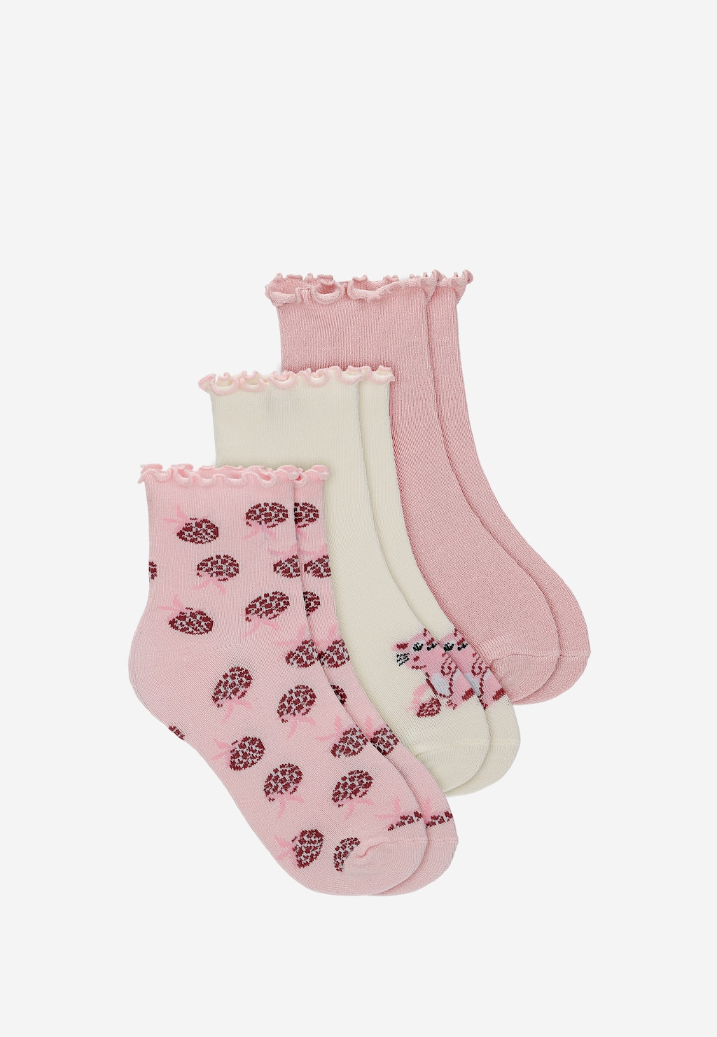 Różowe skarpety dziecięce w truskawkowy motyw 3-pak BARTEK 85707-45 Widok 1