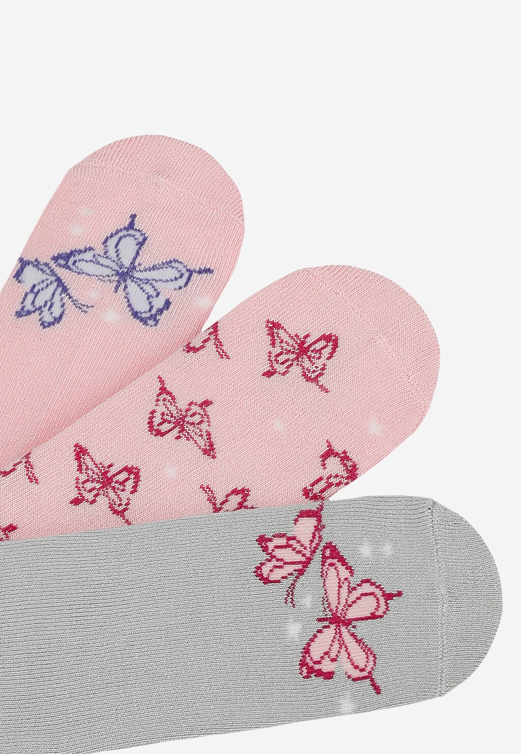 Różowo-szare skarpety dziewczęce w motyle 3-pak BARTEK 85710-45 Widok 6