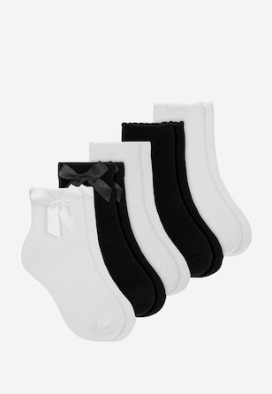 Bambusowe skarpetki dla dziewczynki z kokardkami i subtelnymi zdobieniami - 5-pak